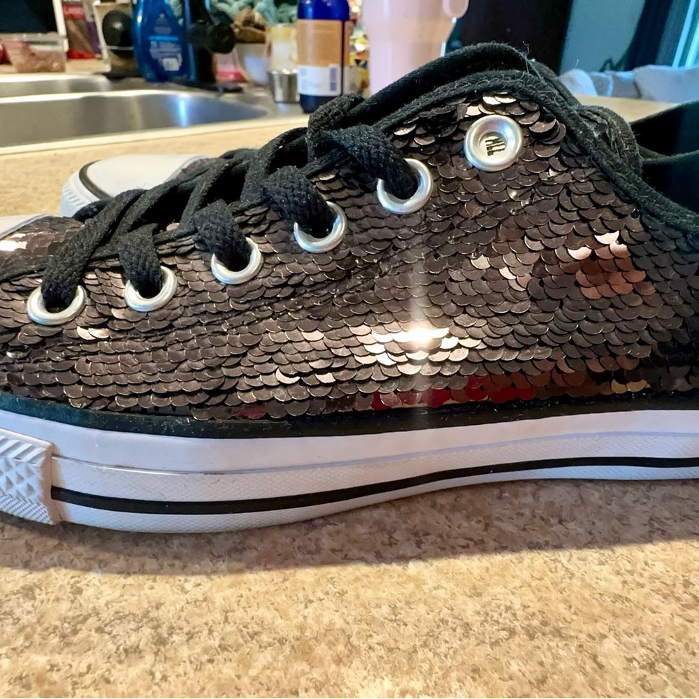 Converse Black Grey Sequin Sneakers